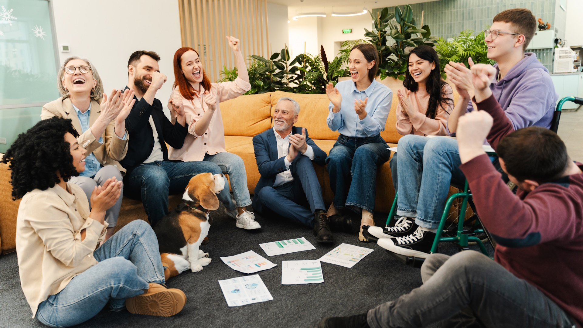 Collaborative team working on AI project - Byteware AI Team Building
